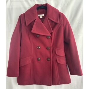 Coldwater Creek Double Breasted Burgundy Coat  Small‎ Petite Business Casual